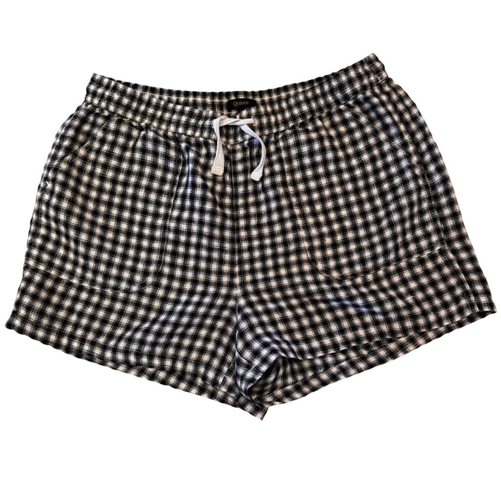 Like new Quince European Linen Classic Mini Gingham Shorts Size Large - Picture 4 of 9
